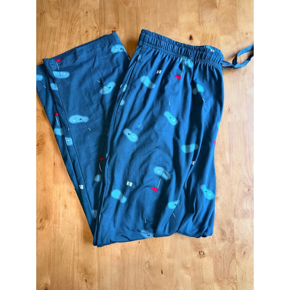 PGA Tour Mens XL Green Golf Course Print Pajama Pants Lounge Sleepwear